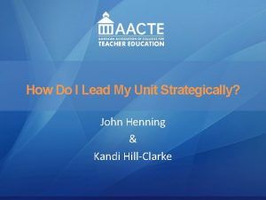 Leadership AACTE Leadership Academy How Do I Lead