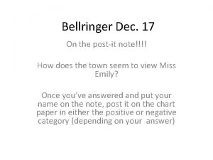 Bellringer Dec 17 On the postit note How