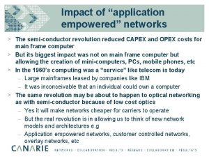 Impact of application empowered networks The semiconductor revolution