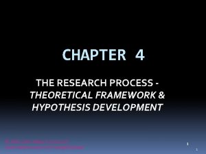 CHAPTER 4 THE RESEARCH PROCESS THEORETICAL FRAMEWORK HYPOTHESIS