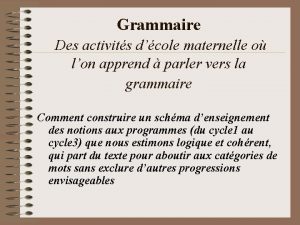 Grammaire Des activits dcole maternelle o lon apprend