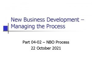 New Business Development Managing the Process Part 04