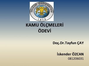 KAMU LMELER DEV Do Dr Tayfun AY skender