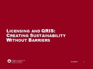 LICENSING AND QRIS CREATING SUSTAINABILITY WITHOUT BARRIERS 6122019