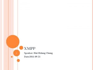 XMPP 1 Speaker HuiHsiung Chung Date 2011 09
