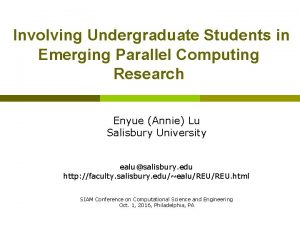 Involving Undergraduate Students in Emerging Parallel Computing Research