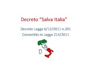 Decreto Salva Italia Decreto Legge 6122011 n 201