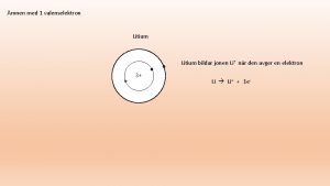 mnen med 1 valenselektron Litium bildar jonen Li