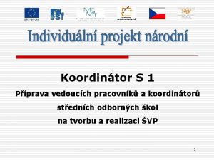 Koordintor S 1 Pprava vedoucch pracovnk a koordintor