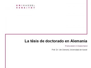 La tsis de doctorado en Alemania Promovieren in