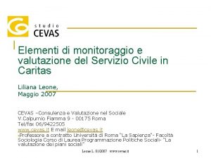 Elementi di monitoraggio e valutazione del Servizio Civile