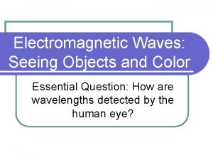 Electromagnetic Waves Seeing Objects and Color Essential Question