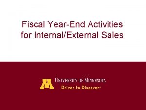 Fiscal YearEnd Activities for InternalExternal Sales Learning Objectives