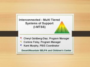 Interconnected Multi Tiered Systems of Support IMTSS Cheryl