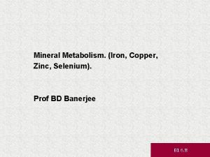 Mineral Metabolism Iron Copper Zinc Selenium Prof BD