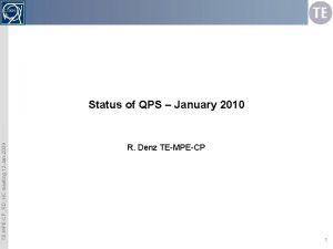 TEMPECP RD HC meeting 12 Jan2009 Status of