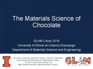 The Materials Science of Chocolate GLAM Camp 2018