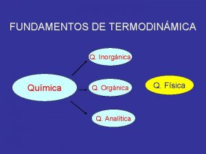 FUNDAMENTOS DE TERMODINMICA Q Inorgnica Qumica Q Orgnica