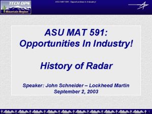 ASU MAT 591 Opportunities in Industry ASU MAT