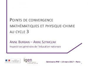 POINTS DE CONVERGENCE MATHMATIQUES ET PHYSIQUECHIMIE AU CYCLE