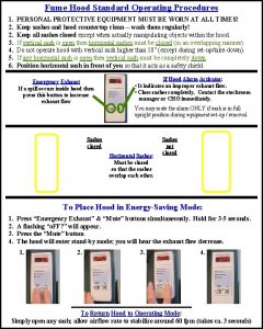 Fume Hood Standard Operating Procedures 1 2 2