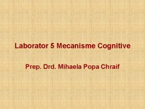 Laborator 5 Mecanisme Cognitive Prep Drd Mihaela Popa