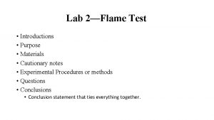Lab 2Flame Test Introductions Purpose Materials Cautionary notes