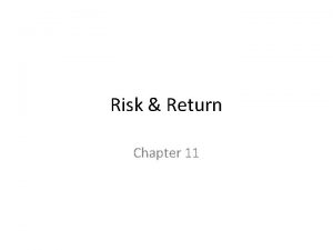Risk Return Chapter 11 Topics Chapter 10 Looked