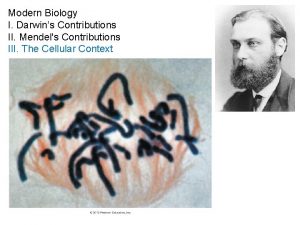 Modern Biology I Darwins Contributions II Mendels Contributions