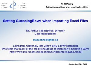 TASS Meeting Setting Guessing Rows when Importing Excel