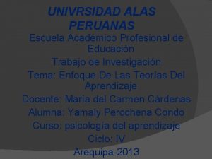UNIVRSIDAD ALAS PERUANAS Escuela Acadmico Profesional de Educacin