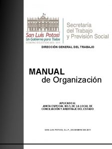 DIRECCIN GENERAL DEL TRABAJO MANUAL de Organizacin APLICADO