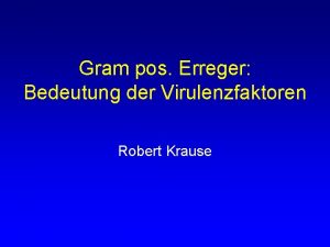 Gram pos Erreger Bedeutung der Virulenzfaktoren Robert Krause