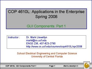 COP 4610 L Applications in the Enterprise Spring