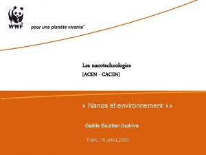 Les nanotechnologies ACEN CACEN Nanos et environnement Galle