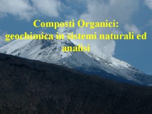 Composti Organici geochimica in sistemi naturali ed analisi