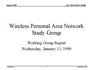 January 1999 doc IEEE 802 11 99005 Wireless