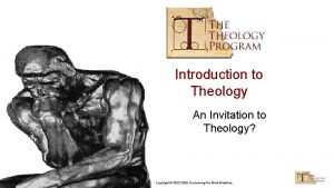 Introduction to Theology An Invitation to Theology Copyright