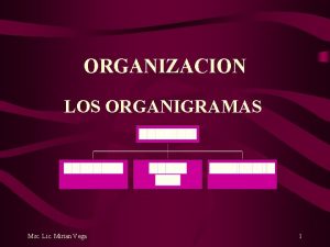 ORGANIZACION LOS ORGANIGRAMAS Msc Lic Mirian Vega 1