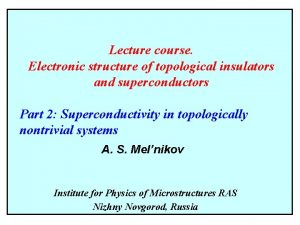 Lecture course Electronic structure of topological insulators and