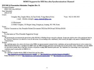 MIMO Supports for IEEE 802 16 m Synchronization