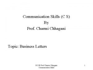 Communication Skills C S By Prof Charmi Chhagani