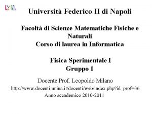 Universit Federico II di Napoli Facolt di Scienze