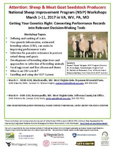 Attention Sheep Meat Goat Seedstock Producers National Sheep