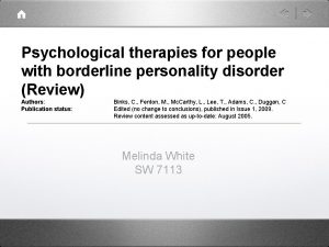 Psychological therapies for people with borderline personality disorder