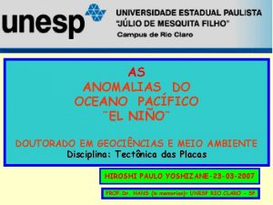 AS ANOMALIAS DO OCEANO PACFICO EL NIO NIO