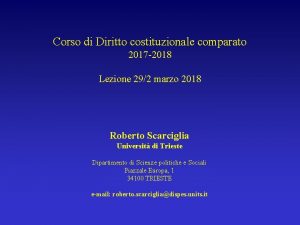 Corso di Diritto costituzionale comparato 2017 2018 Lezione