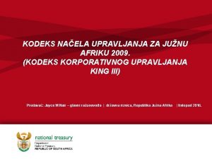 KODEKS NAELA UPRAVLJANJA ZA JUNU AFRIKU 2009 KODEKS