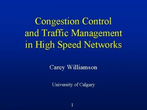 Congestion Control and Traffic Management in High Speed