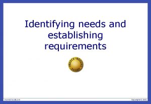 Identifying needs and establishing requirements Overview The importance